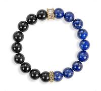 SENLLY Royal Insight Balance - Beaded Stretch Bracelet with Lapis Lazuli & Black Agate, Handmade Natural Stone Jewelry for Wisdom, Protection & Grounding