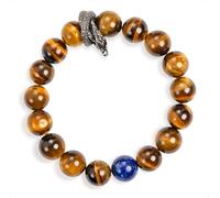 SENLLY Serpent Guardian - Tiger’s Eye Bracelet with Lapis Lazuli Accent, Handcrafted Natural Stone Jewelry for Confidence, Focus & Inner Strength