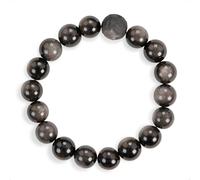 SENLLY Shadow Clarity - Beaded Stretch Bracelet with Silver Obsidian, Handcrafted Natural Stone Jewelry for Grounding, Focus & Balance
