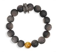 SENLLY Shadow Serpent - Silver Obsidian Bracelet with Gold Tiger’s Eye Accent, Handcrafted Natural Stone Jewelry for Protection, Focus & Grounded Strength