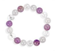 SENLLY Soft Clarity - Beaded Stretch Bracelet with Lavender Amethyst, Azeztulite & White Agate, Handcrafted Natural Stone Jewelry for Calm, Balance & Clarity