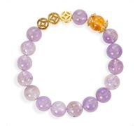 SENLLY Soft Dawn - Beaded Stretch Bracelet with Lavender Amethyst & Citrine, Handmade Natural Stone Jewelry for Clarity, Balance & Comfort