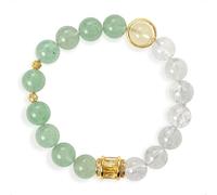 SENLLY Springlight Harmony - Beaded Stretch Bracelet with Green Strawberry, Lemon Quartz & Azeztulite, Handcrafted Natural Stone Jewelry for Freshness, Clarity & Renewal