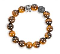 SENLLY Starforge Ember - Beaded Stretch Bracelet with Tiger’s Eye, Lava Rock & Signature Metal Accent, Handmade Natural Stone Jewelry for Strength, Focus & Grounded Energy