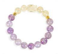 SENLLY Sunlit Aura - Beaded Stretch Bracelet with Natural Lavender Amethyst & Citrine, Handcrafted Natural Stone Jewelry for Calm, Clarity & Joy
