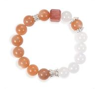 SENLLY Sunlit Grace - Beaded Stretch Bracelet with Natural Sunstone, Strawberry Quartz & White Agate, Handcrafted Natural Stone Jewelry for Warmth, Clarity & Emotional Balance