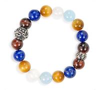 SENLLY Tri-Element Strength - Beaded Stretch Bracelet with Natural Tiger’s Eye, Red Tiger’s Eye & Lapis Lazuli, Handcrafted Natural Stone Jewelry for Confidence, Balance & Clarity