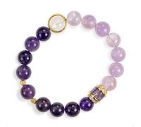 SENLLY Violet Aura Grace - Beaded Stretch Bracelet with Amethyst, Lavender Amethyst & Clear Quartz, Handcrafted Natural Stone Jewelry for Calm, Clarity & Inner Balance