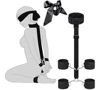 SenLuxe Juego de Restricciones BDSM para Parejas - Collar, Esposas y Tobilleras con Antifaz - Ajustable para Juegos Íntimos