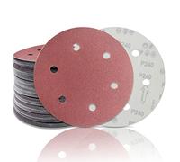 Senmai Tools Disco abrasivo de 225 mm, 20 discos abrasivos circulares, lijadora para papel de lija de 6 agujeros, papel de lija para lijadora en seco lijadora jirafa(grano 180)