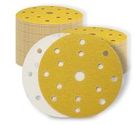 SenmaiTools 150mm Disco de Lija 15 Agujeros Grano 400 Hook and Loop Papel de Lija 30 piezas Para Lijadoras Orbitales - Para Madera, Metal y Pintura