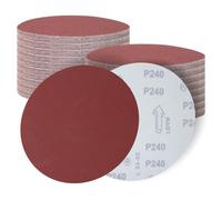 SenmaiTools Discos de lijado 180 mm,30 hojas, discos de lijado de grano P240, papel de lija de 180 mm, discos de pulido autoadhesivos, Apto para acabados de pared, madera y metal