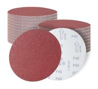 SenmaiTools Discos de lijado 180 mm,30 hojas, discos de lijado de grano P40, papel de lija de 180 mm, discos de pulido autoadhesivos, Apto para acabados de pared, madera y metal