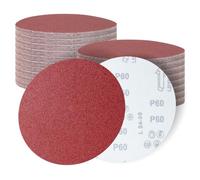 SenmaiTools Discos de lijado 180 mm,30 hojas, discos de lijado de grano P60, papel de lija de 180 mm, discos de pulido autoadhesivos, Apto para acabados de pared, madera y metal