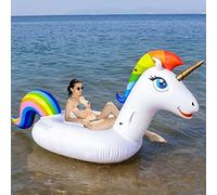 SENMI Flotador de Unicornio Gigante Hinchable - Colchoneta Grandes Inflable para Piscina con 3 Válvula Rápida, para Adultos y Niños
