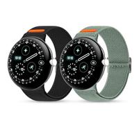 SenMore 2 Piezas Nylon Correa Compatible con Google Pixel Watch 3 45mm/4 45mm, Ajustable Deportiva Nylon Correa de Repuesto para Pixel Watch Smartwatch. (Black, Pine Green)