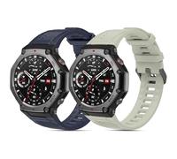 SenMore 2 Piezas Silicona Correa Compatible con Amazfit T-Rex 3, Pulsera Deportiva Impermeable y Transpirable de Repuesto para Amazfit T-Rex 3.(No host)