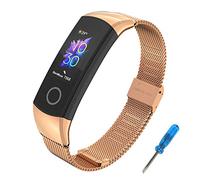 SenMore Correa Compatible para Honor Band 4 Band 5, Pulsera Correa de Acero Inoxidable Agradable Impermeable Reemplazo Correa para Honor Band 5 Band 4 (No Host) (For Honor Band 5/4, Rose Oro)