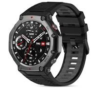 SenMore Correa de Silicona Compatible con Amazfit T-Rex 3, Deportiva Impermeable y Transpirable de Pulsera de Repuesto para Amazfit T-Rex 3.(No host) (Black+Gray)