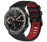SenMore Correa de Silicona Compatible con Amazfit T-Rex 3, Deportiva Impermeable y Transpirable de Pulsera de Repuesto para Amazfit T-Rex 3.(No host) (Black+Red)