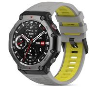 SenMore Correa de Silicona Compatible con Amazfit T-Rex 3, Deportiva Impermeable y Transpirable de Pulsera de Repuesto para Amazfit T-Rex 3.(No host) (Gray+Yellow)