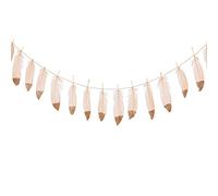 Senmubery Guirnalda de plumas de rosa con purpurina para dormitorio, decoración de tipi , temática , boda, novia, baby shower, color rosa