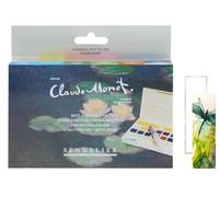 Sennelier - Caja de acuarela con manos libres, 12 medio cucharones de la pequeña acuarela ninfheas, efecto de la tarde Claude Monet y 2 cartas