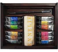 Sennelier Caja de pintura Aquarelle - Caja de madera Aquarelle extra fina de 12 tubos de 10 ml