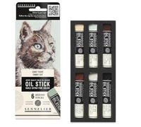 Sennelier Juego de 6 mini palitos de aceite - Gato tigre - N130116.06