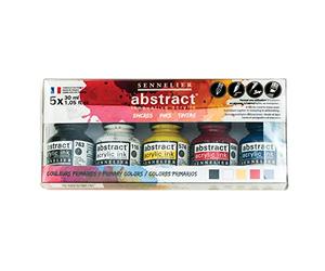 Sennelier Juego de tinta acrílica abstracta, incluye botellas de tinta de 5-30 ml, colores primarios (10-134220-00)
