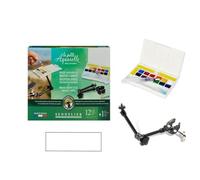 Sennelier la pequeña Acuarela. Caja 12 medias cucharones y 1 brazo articulado + 1 pincel y 1 tarjeta