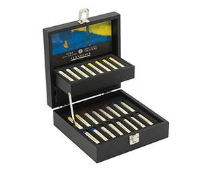 Sennelier Oil Stick Black Wood Box Set, 24 Mini Oil Sticks (10-130119-00)