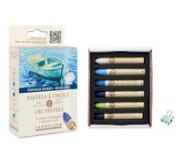 Sennelier Pasteles de aceite 6 colores. Set Paisaje Marino-Seascape y Mini Pinza