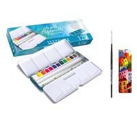 Sennelier Pintura de acuarela, 12 medios contenedores, caja de metal y 1 tarjeta