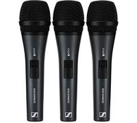 Sennheiser e 835-S Micrófono dinámico cardioide de escenario - Paquete de 3 | Para voz en directo y sistemas de megafonía | Interruptor de encendido/apagado, XLR | Negro (507359)