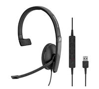 Sennheiser SC 130 USB (508314) - Auriculares monaurales unidireccionales para Hombres de Negocios, Sonido estéreo HD, micrófono con cancelación de Ruido y Puerto USB, Color Negro
