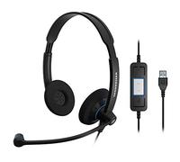 Sennheiser SC 60 USB CTRL - Auriculares con micrófono (Centro de llamadas/oficina, binaurale, diadema, negro, USB, Aámbrico)