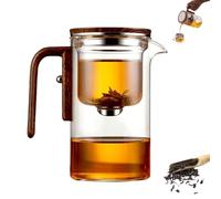 Senomi Infusion Glass Pot, Magnetic Tea Pot with Infusers For Loose Tea, Water Separation Glass Teapot with Wooden Handle, One-Click Teas Drinking (600ml/21oz)