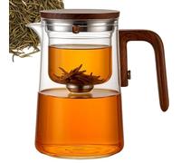 Senomi Infusion Glass Pot, Magnetic Tea Pot with Infusers for Loose Tea, Water Separation Glass Teapot with Wooden Handle, One-Click Tea Drinking for Loose Tea & Blooming Tea (800ml/28Oz)