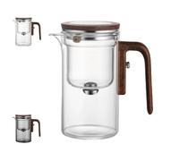 Senomi Infusion Glass Pot, Magnetic Tea Pot with Infusers, Water Separation Glass Teapot Wooden Handle, One-Click Tea Drinking for Loose Teas & Blooming Teas (White,600ml/20.29oz)