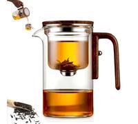 Senomi Infusion Glass Pot, Magnetic Tea Pots with Infusers, Senomi Teapot, with Wooden Handle, One-Click Tea Drinking, Easy Separation, for Office Home (Pot,600ml)
