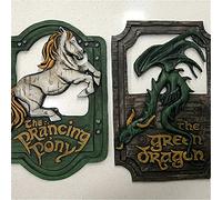 Señor de los Anillos The Prancing Pony and The Green Dragon Pub - Juego de letreros divertidos para bar, bar, bar, decoración para el hogar, letrero de pared y placas para colgar en la puerta