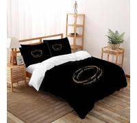 Señor Dorado Anillo Guion Juego De Ropa De Cama Estampado 3D Microfibra Antialérgica con Cremallera Oculta para Niños Y Adultos Tamaño King（220x240cm）