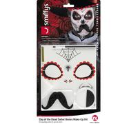 Señor Huesos Kit de Maquillaje Y Transfers Esqueleto Halloween Terror Día Muerto