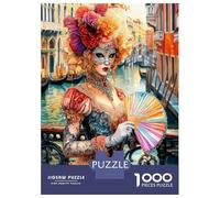 Señora con másCochea de Venecia 1000 Piezas Paquete De Puzzle Gracia Cochenavalesca Puzzle Cochetón Extra Grueso - Favorito De Coleccionistas, Relajación, Regalo para Viajes O Fiestas 70x50cm/1000pcs
