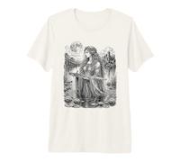 Señora del Lago Leyenda Arturo Fantasía Sagrada Línea Arte Camiseta Premium