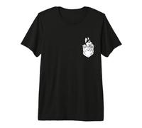 Señora y Hombre Husky Mirando Desde el Bolsillo en el Pecho. Camiseta Premium