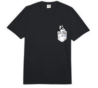 Señora y Hombre Husky Mirando Desde el Bolsillo en el Pecho. Comfort Colors Adult Heavyweight T-Shirt