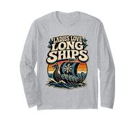 Señoras Amor Barcos Largos Retro Vikingo Humor Noruega Longboat Manga Larga