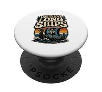 Señoras Amor Barcos Largos Retro Vikingo Humor Noruega Longboat PopSockets PopGrip Adhesivo